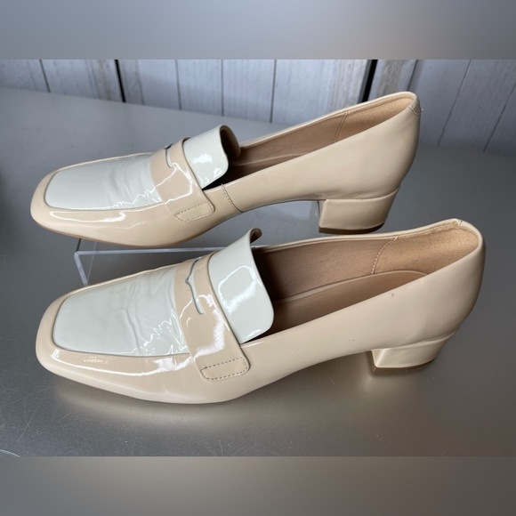Anthropologie Patent Leather Loafers Peach & Ivory Cream Shoes Size 9.5